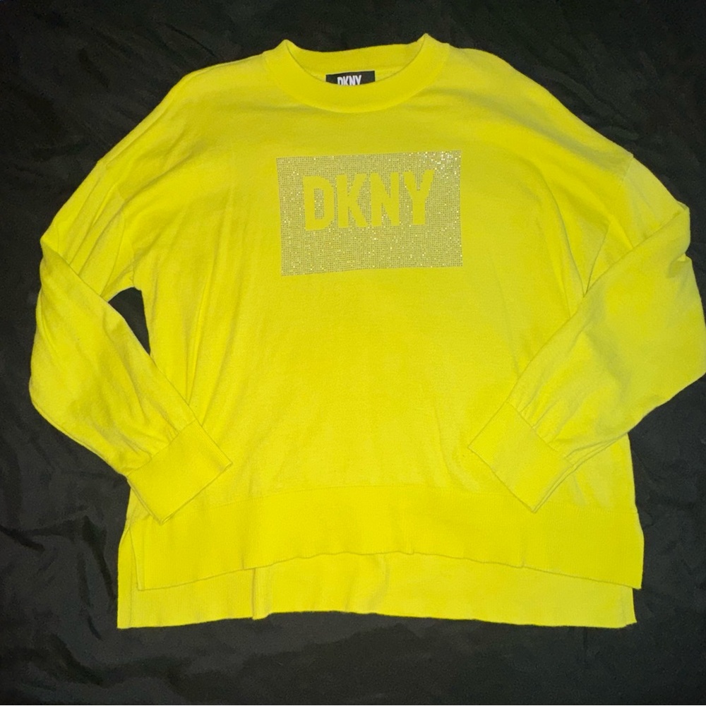 DKNY Vibrant Yellow Bling Crewneck